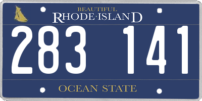 RI license plate 283141