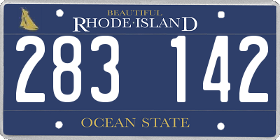 RI license plate 283142