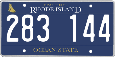 RI license plate 283144