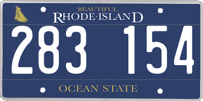 RI license plate 283154