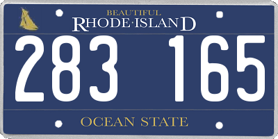 RI license plate 283165