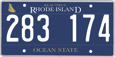 RI license plate 283174