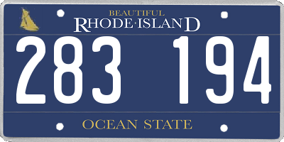 RI license plate 283194
