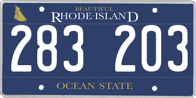RI license plate 283203