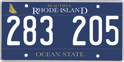 RI license plate 283205