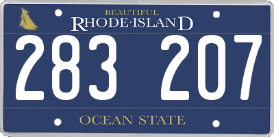 RI license plate 283207