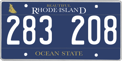 RI license plate 283208