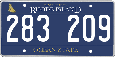 RI license plate 283209