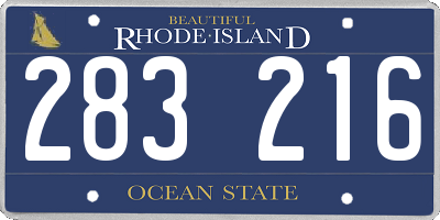 RI license plate 283216