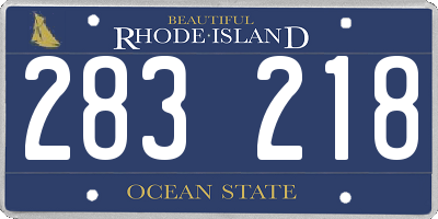 RI license plate 283218
