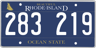 RI license plate 283219