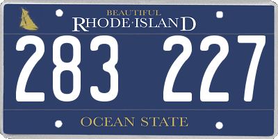 RI license plate 283227
