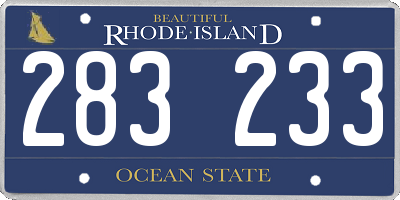 RI license plate 283233