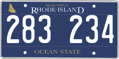 RI license plate 283234