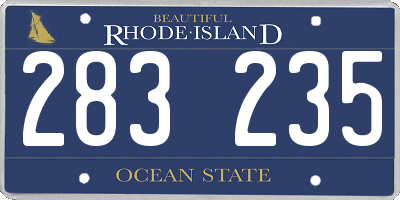 RI license plate 283235