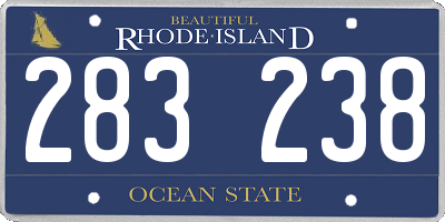 RI license plate 283238
