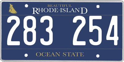 RI license plate 283254