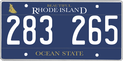 RI license plate 283265
