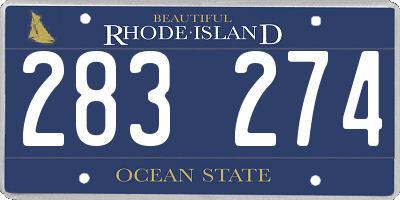 RI license plate 283274