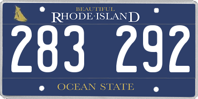 RI license plate 283292