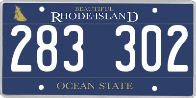 RI license plate 283302