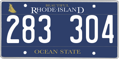 RI license plate 283304
