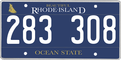 RI license plate 283308