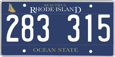 RI license plate 283315