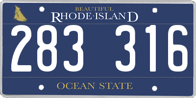 RI license plate 283316