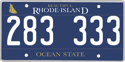 RI license plate 283333