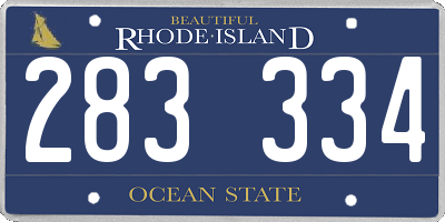 RI license plate 283334