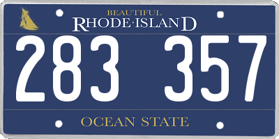 RI license plate 283357