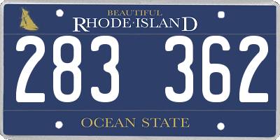 RI license plate 283362