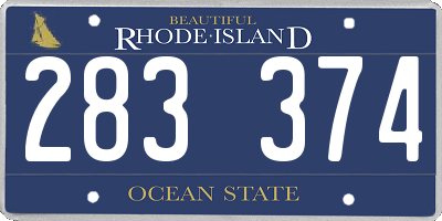 RI license plate 283374
