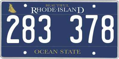 RI license plate 283378