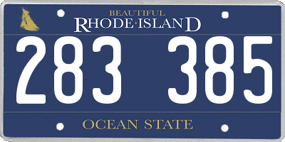 RI license plate 283385