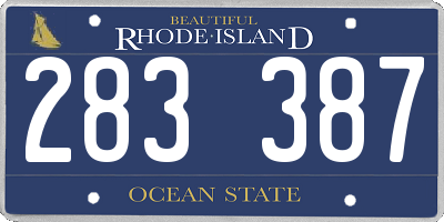 RI license plate 283387