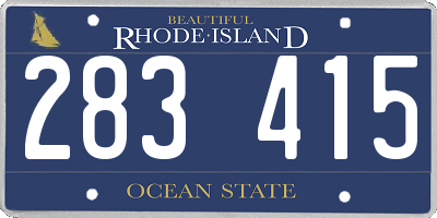 RI license plate 283415