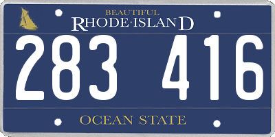 RI license plate 283416