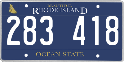 RI license plate 283418