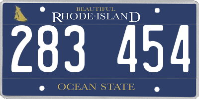 RI license plate 283454