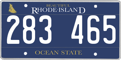 RI license plate 283465