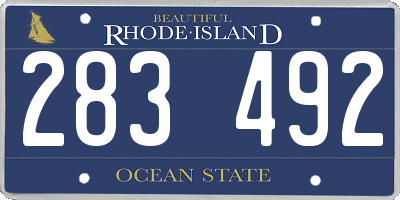 RI license plate 283492