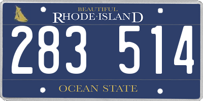 RI license plate 283514