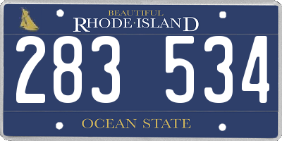 RI license plate 283534