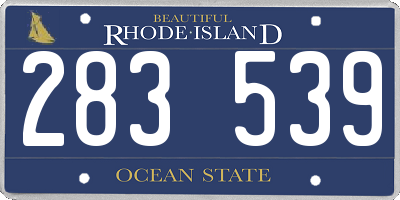 RI license plate 283539