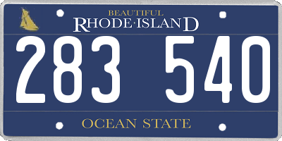 RI license plate 283540
