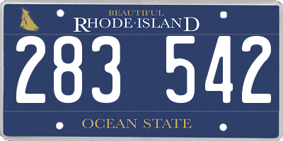 RI license plate 283542