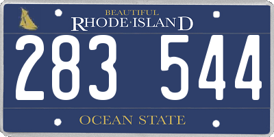 RI license plate 283544