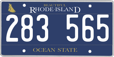 RI license plate 283565